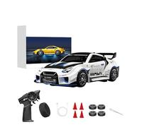 Stylomira Voiture de dérive RC en alliage à l'échelle 1/43 avec gyroscope réglable, 2,4 G 4WD 2 modes de conduite RC voiture de course avec lumières LED, modèle de course de bureau pour les amateurs