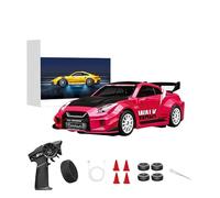 Stylomira Voiture de dérive RC en alliage à l'échelle 1/43 avec gyroscope réglable, 2,4 G 4WD 2 modes de conduite RC voiture de course avec lumières LED, modèle de course de bureau pour les amateurs