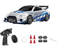 Stylomira Voiture de dérive RC en alliage à l'échelle 1/43 avec gyroscope réglable, 2,4 G 4WD 2 modes de conduite RC voiture de course avec lumières LED, modèle de course de bureau pour les amateurs