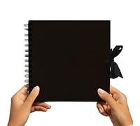 Styloo Album photo carré noir pour scrapbooking 50 feuilles 20 x 20 cm papier kraft scrapbooking projets d'art et d'artisanat (M, noir)
