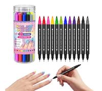 Stylos 12 Couleurs - Marqueurs À Pointe Fine À Double Extrémité. | Conception À Double Pointe Pour Le Remplissage De Lignes, De Points Et De Couleurs, 12 Nuances, Ensemble De 120 G, Pour Les M