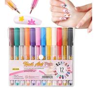 Stylos, 14,5 cm / 5,7 pouces 12 couleurs peinture acrylique à sec rapide pour les ongles créatifs Art, stylo à ongles en gel pour le salon pratiquer des fêtes à domicile voyageant à des fêtes ou