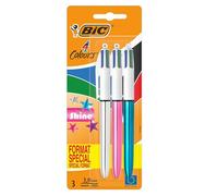 Bic Shine Stylo-Bille Rétractable Couleurs Assorties Blister De 3