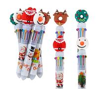 Stylos à Bille de Noël 12 Pièces Stylos Multicolores Arbre de Noël Bonhomme de Neige Père Noël Renne Stylo Marqueur Rétractable 10-en-1 pour Étudiants Bureau Cadeau Fête de Noël Fournitures Papeterie