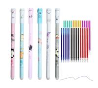 Stylos à bille effaçables, outils d'écriture à motif de chat, encre à pointe fine lisse, design à rechargeable, correction sans bavure, pour étudiants, , enseignants, bureaux