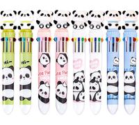 Stylos À Bille Panda De Dessin Animé 8 Pièces,Stylos À Bille Mignons,Stylos À Bille 10 Couleurs,Stylos De Papeterie Pour Filles,Stylos À Bille À Clic