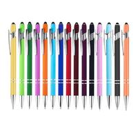 Stylos à Bille Rétractable,15 Pièces 2 en 1 Rétractable Stylets Tactile Capacitifs Stylo Bille Rechargeables Encre Noire pour L'école,Le Travail,La Maison et Le Bureau 0.7MM