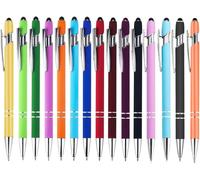 Stylos À Bille Rétractable,15 Pièces 2 En 1 Rétractable Stylets Tactile Capacitifs Stylo Bille Rechargeables Encre Noire Pour L'école,Le Travail,La Maison Et Le Bureau 0.7mm