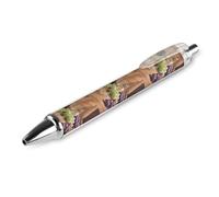 Stylos à bille rétractables avec clip de poche - Stylo à encre gel noire - Pointe fine de 0,5 mm - Séchage rapide - Encre liquide - Verre à vin et raisins - Fournitures de bureau - Fournitures de