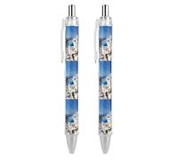 Stylos à bille rétractables avec clip de poche, stylo à encre gel noire, pointe fine de 0,5 mm, séchage rapide, encre liquide Santorin, île grecque, vue sur la mer, écriture lisse, fournitures de