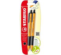 Stylos à bille rétractables - STABILO pointball - lot de 2 - noir