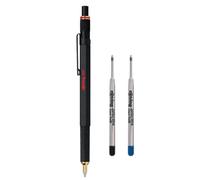 Stylo à Bille ROtring 800 Pointe Moyenne - Corps Métal Argenté, Rechargeable, Mécanisme Twist-and-Click