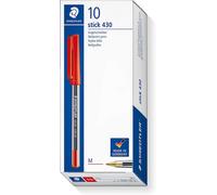 Stylos À Billes Staedtler 430M Rouges Excellente Qualité Lot De 10