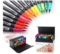 Stylos à brosse à double pointe à 100 couleurs avec bordure fine Tip 0.4 et Pinceau pour livres à colorier, dessins, peintures, calligraphies Bullet Journal G