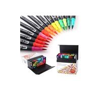 Stylos à brosse à double pointe à 100 couleurs avec bordure fine Tip 0.4 et Pinceau pour livres à colorier, dessins, peintures, calligraphies Bullet