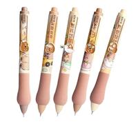 Stylos à encre capybara rétractables - stylos en gel anime mignons, ensemble de points de balle de 5 packs | Papeterie pour journalisation, école, bureau, notes, cadeau d'écriture pour les filles, les