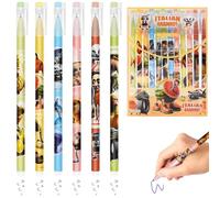 Stylos à encre gel effaçables - Kawaii, Fermeture Eclair en Silicone, gel effaçable 0,7 mm, Animaux Idéal pour École Bureau (Stick-man 12 bleus)