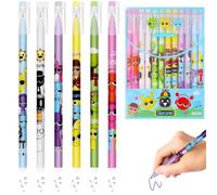 Stylos à encre gel effaçables - Kawaii, Fermeture Eclair en Silicone, stylo gel effaçables 0,7 mm, Animaux Idéal pour École Bureau (Dessin animé 12 stylos effaçables A)