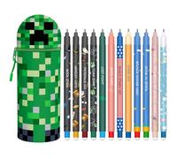 stylos à encre gel-effaçables - Kawaii Trousse 2-in-1-Silicone, Fermeture Eclair en Silicone, Pochette de Stylo, 0,7 mm (My World + 12 stylos effaçables)