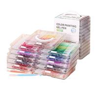 Stylos à encre gel, marqueurs colorés pour écriture lisse, stylos à encre de grande capacité avec boîte de rangement pour dessin, journal et projets artistiques, ensemble d'encre vive sans danger pour