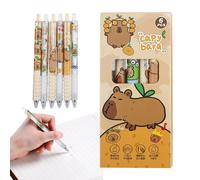 Stylos À Encre Gel Mignons - Stylos À Bille Capybara Pour Prise De Notes, Lot De 6 Styllos D'écriture À Pointe Fine | Papeterie À Séchage Rapide Pour Les Étudiants, Les Enseignants Et L'école