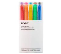 Cricut Glitzer Gel 0,8mm, 10er Set de broches bleu, jaune, orange, vert, rouge, noir, marron, bleu c