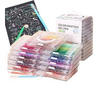 Stylos à encre gel pour journaling Avec boîte de rangement et papeterie à | Lot de stylos d'écriture fins pour enfants et adultes, dessin, scrapbooking, coloriage, cartes de vœux, bricolage