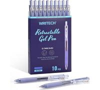 Stylos à encre gélatineuse rétractables WRITECH : stylo à encre bleue de pointe moyenne 0,7 mm pour journal intime, écriture fluide, fine pointe, encre à séchage rapide sans bavure, lot de 10.