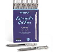 Stylos à encre gélatineuse rétractables WRITECH : stylo à encre noire de pointe moyenne 0,7 mm pour journal intime, écriture fluide, encre à séchage rapide sans dégâts, set de 10 pièces
