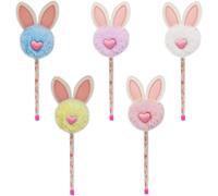 Stylos À Gel Oreilles De Lapin En Peluche 5 Pièces,Stylos À Gel Créatifs,Papeterie Pour Filles,Papeterie De Dessin Animé Mignon,Fournitures Scolaires
