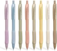 Stylos à gel WRITECH 0,5 mm avec poignée souple - 8 stylos à encre noire rétractables pour une écriture fluide, sans tache ni trace.