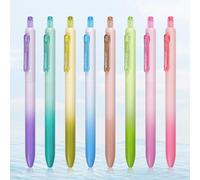 Stylos à gel WRITECH Fine Point : pointe de 0,5 mm, encre multicolore rétractable sans tache, baril de stylo esthétique dégradé, 8 pièces pour le journal intime et la prise de notes, clic silencieux, 