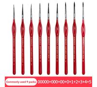 Stylos À Ligne À Crochet Super Fin,Stylo De Peinture Pour Cheveux En Nylon,Ensemble De Pinceaux De Dessin Pour Contour De Détail,Fournitures D'art Pour Peinture À L'aquarelle - Type E-9pcs