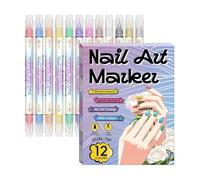 Stylos à ongles - 12 couleurs à double extrémité, marqueurs de dessin d'ongles, pour femmes, filles, petites amies, filles, débutants, vacances, Noël, fête d'anniversaire, salon à domicile