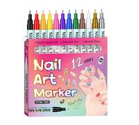 Stylos À Ongles - 12 Couleurs de Stylos pour l'Art des Ongles - Marqueurs DIY Pour Manucure,Pour Femmes Épouse Amie Fille Débutant Vacances Noël Anniversaire Fête Salon À Domicile