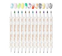 Stylos à Ongles - 12 Couleurs Marqueurs À Double Pointe Pour Dessin - Stylos Vernis À Ongles Imperméables Séchage Rapide,Pour DIY Femmes Dame Mère Débutant Manucure Salon
