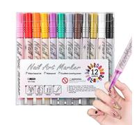 Stylos à ongles - 12 couleurs pour peinture à ongles | Marqueurs de dessin d'ongles pour la maison, le salon décontracté, les voyages, la manucure, les fêtes, les festivals, les mariages formels