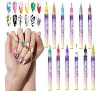 Stylos à Ongles,Peinture 3D 12 Couleurs Outils de Manucure,Crayon Vernis à Ongles Pointes 0.5mm - pour Maison Salon Séance Photo Voyage Mariage Pratique Rencontres Quotidien Noël Anniversaire Débutant
