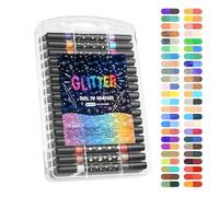 Stylos à paillettes à double pointe - 96 marqueurs artistiques de couleur, ensemble de coloriage scintillant avec pigments brillants, outils de bricolage pour garçons, filles, hommes et femmes, fabric