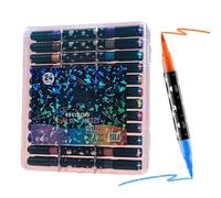 Stylos à paillettes Duo Tip - Encre aquarelle non toxique, stylos de coloration étincelants pour la fabrication de cartes, kit de fournitures de dessin créatif | Scrapbooking Handlettering Bullet Jour