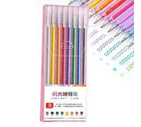Stylos à paillettes en gel - ABS, 16 cm, kit d'écriture coloré vibrant, encre stable | outils de dessin d'artiste, résistance aux fuites, flux lisse, design portable pour croquis, peinture, écriture