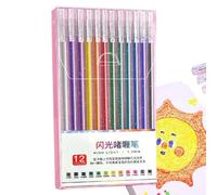 Stylos à paillettes - Lot de stylos à encre gel à paillettes, stylos à encre colorée | Ensemble de stylos d'écriture lisses et éclatants pour adultes, journal, artisanat, cartes de dessin