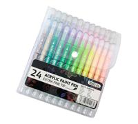 Stylos à peinture extra fins de couleurs assorties dans un étui de rangement transparent pour dessin détaillé, journalisation et prise de notes quotidiennes Stylos à peinture acrylique extra fins, de
