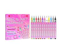Stylos À Vernis,12 Pièces Stylos Liner À Séchage Rapide Anti-Tâches | Kit de Marqueurs de Peinture pour Vernis à Ongles - pour, Filles, Adultes, Femmes, Débutants, Toile, Salon, Ongles