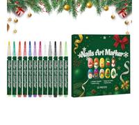 Stylos à Vernis à Ongles | 12 Couleurs Outil De Manucure De Noël Stylos D'Art - Marqueurs DIY De Dessin Pour Les Ongles - Pour Femmes Et Filles, Fête De Noël, Vacances, Et Salon À La Maison