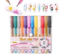Stylos à vernis à ongles - Collection de douze couleurs acryliques - Marqueurs de peinture 3D à séchage rapide - Kit de pinceaux pour doublure à pois | Quotidien, fête, mariage, vacances, Halloween