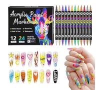 Stylos à vernis à ongles gel | Outil de pointillage à double pointe | 12 stylos à ongles de couleur - pour adolescents, femmes, filles, salon de manucure à domicile, fêtes, projet d'entraînement