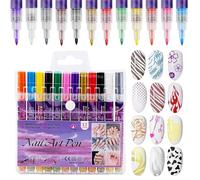 Stylos à Vernis à Ongles Kit de 12 Couleurs à Pointe Fine Imperméable pour