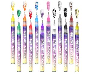 Stylos À Vernis À Ongles,Marqueur Liner 3D 12 Couleurs - Stylo Acrylique à Pointe Fine pour Design d'Ongles,pour Maison Fête Voyage Séance Photo Mariage Pratique Rencontre Quotidien Noël Femmes