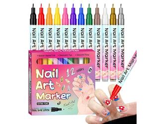 Stylos À Vernis À Ongles - Stylos À Vernis À Ongles À Séchage Rapide, Réutilisables 12 Couleurs, Marqueurs De Dessin À Pointe Fine Pour Journal De Bricolage, Femme, Mère, Jeune, Débutante, Salon De Ma